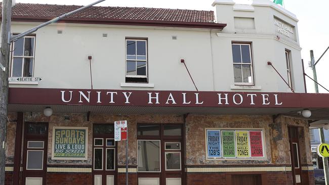 The Unity Hall Hotel in Balmain, Sydney. which will be closed for 5 days from 5am on Wednesday over COVID breaches.