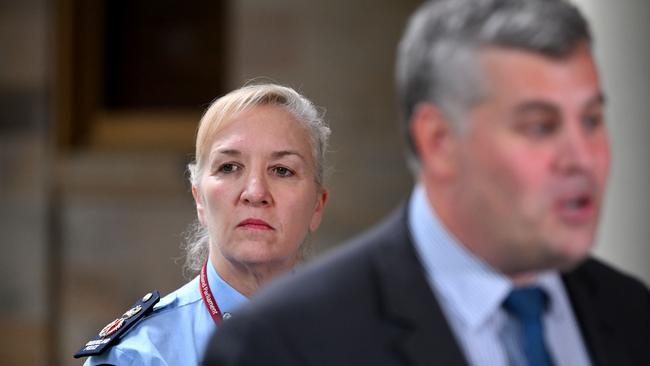 Queensland Police Commissioner Katarina Carroll has facing immense pressure amid the state’s youth crime crisis despite being backed by Police Minister Mark Ryan. Picture: Dan Peled / NCA NewsWire