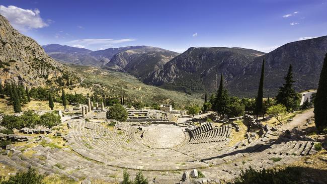 Delphi’s theatre overlooks the splendid Pleistos valley.