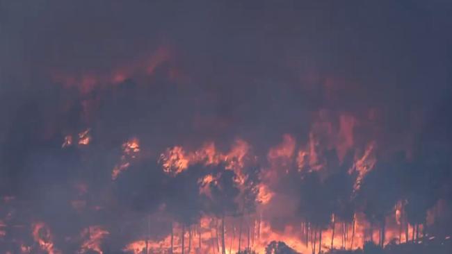 The fire is raging in parks and nature reserves in Perth's north. Photo: Channel 7