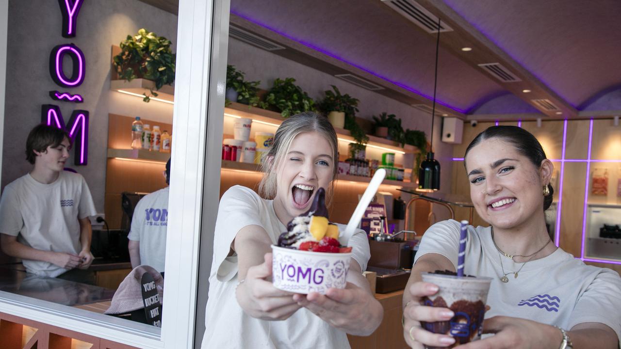 Paige Borley and Tahlia Bowcott at Yo My Goodness (YOMG) in Burleigh Heads. Picture: Glenn Campbell