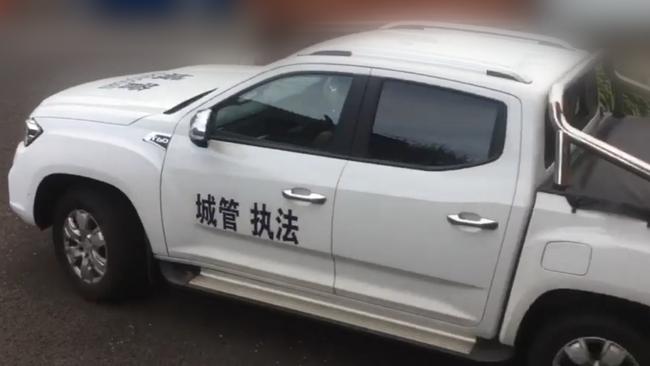 The car with Chinese law enforcement markings that was spotted in Hobart.