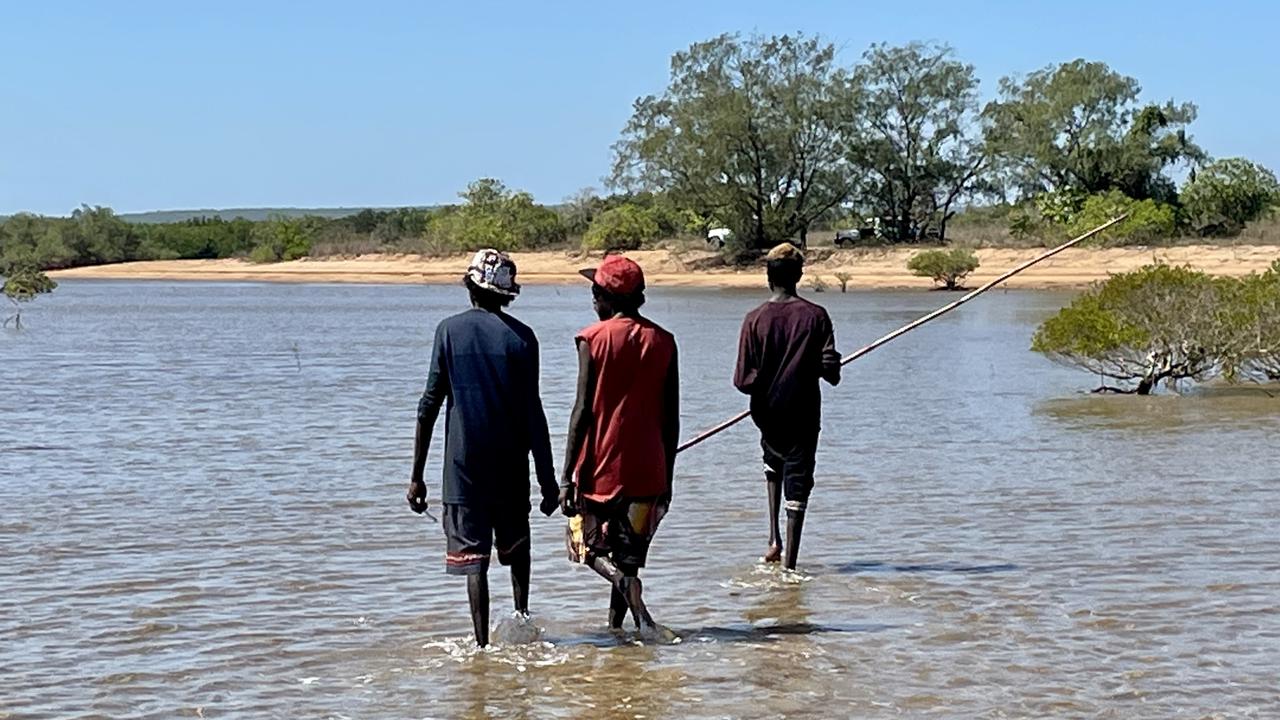 Kids participating in an on-Country diversion program at Groote Eylandt with local organisation Bush Mob. Picture: Supplied