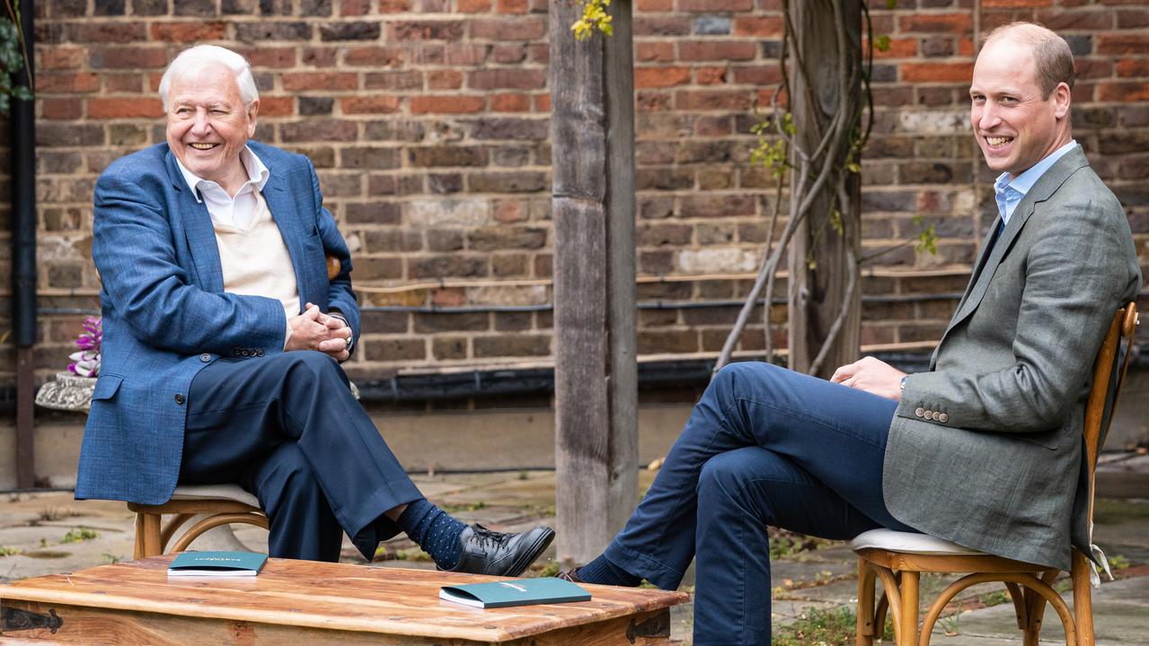 Prince William and Sir David Attenborough discuss The Earthshot Prize at Kensington Palace. Picture: Kensington Palace via Getty Images