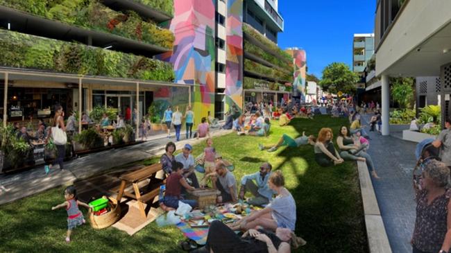 An artist's impression of proposed changes to Short St Plaza. Picture: Northern Beaches Council (Mark Gerada)