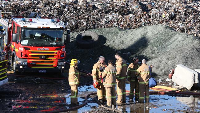 Firefighters spent 11 days extinguishing the enormous fire at SKM Recycling plant in Coolaroo in July, 2017. Picture: David Crosling