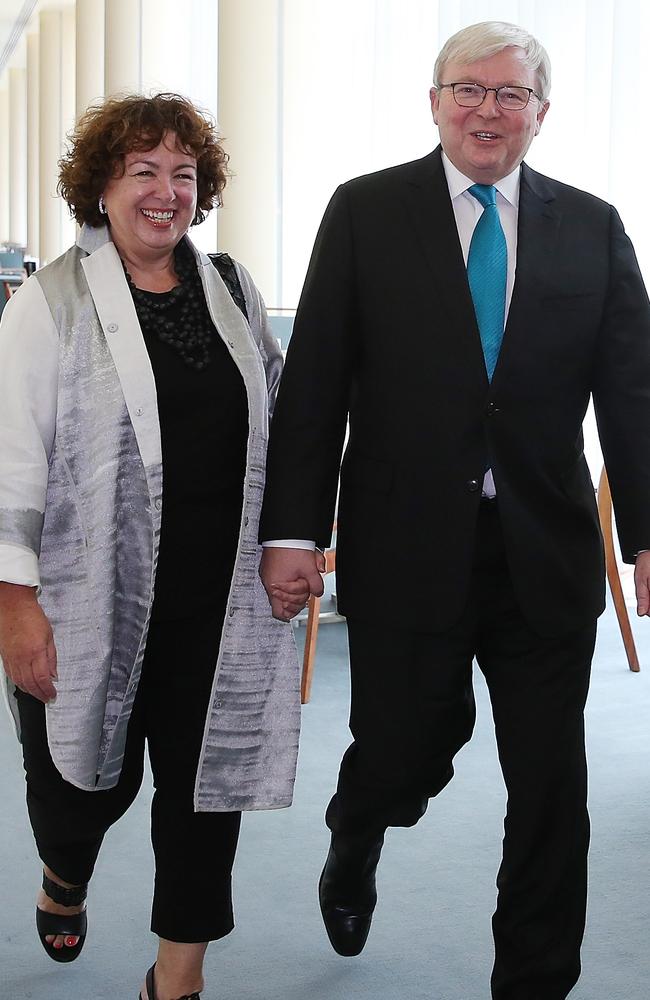 Former PM Kevin Rudd and his wife Therese Rein before launching his second political memoir, The PM YEARS at Parliament House in Canberra. Picture Kym Smith