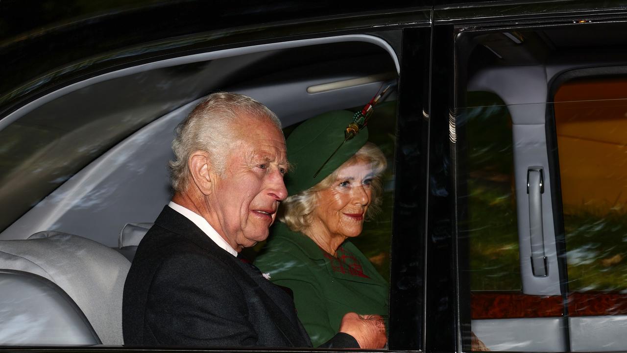 King Charles and Queen Camilla arrive at Crathie Kirk to attend the church service on September 08, 2024. Picture: Jeff J Mitchell/Getty Images