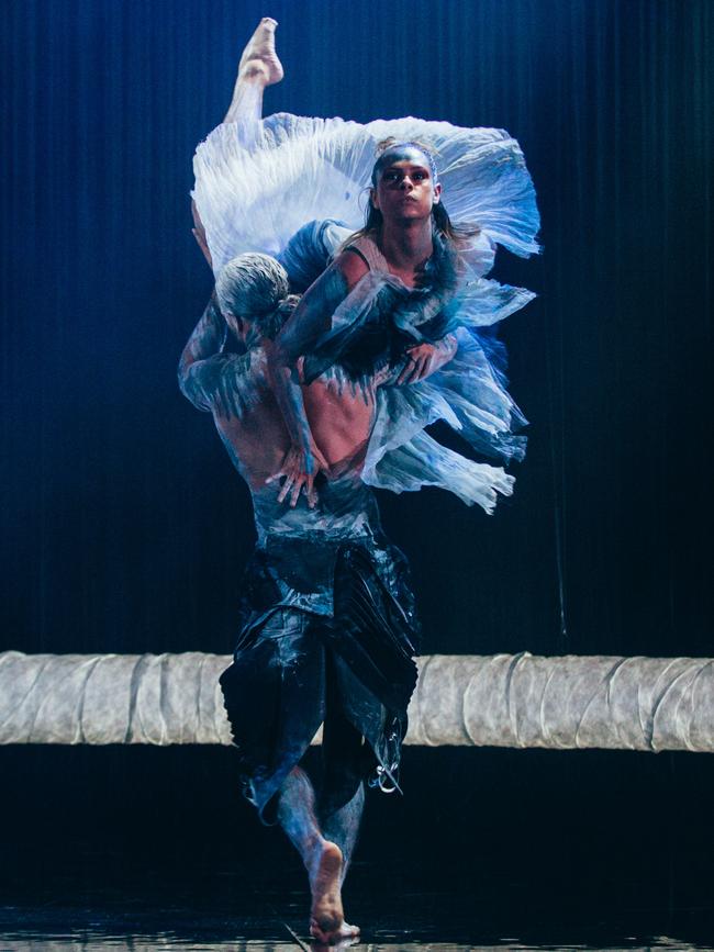 Lillian Banks and Kallum Goolagong in Yuldea by Bangarra Dance Theatre. Picture: Kate Longley