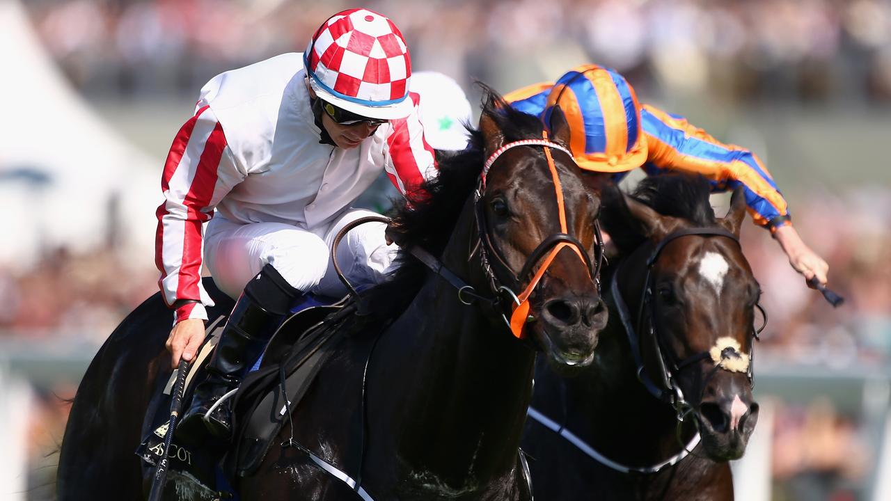 ASCOT, ENGLAND - JUNE 21: Jockey Wayne Lordan riding Slade Power wins the Diamond Jubilee Stakes during day five of Royal Ascot at Ascot Racecourse on June 21, 2014 in Ascot, England. (Photo by Charlie Crowhurst/Getty Images for Ascot Racecourse)