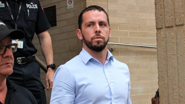 Constable Zach Rolfe outside the Alice Springs Local Court on November 16 for an inquest into the death of Kumanjayi Walker. Picture: Jason Walls