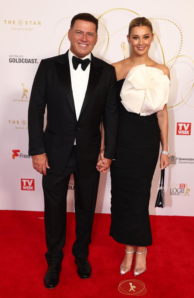 Karl Stefanovic and Jasmine Yarbrough attend the 62nd TV Week Logie Awards. Picture: Getty