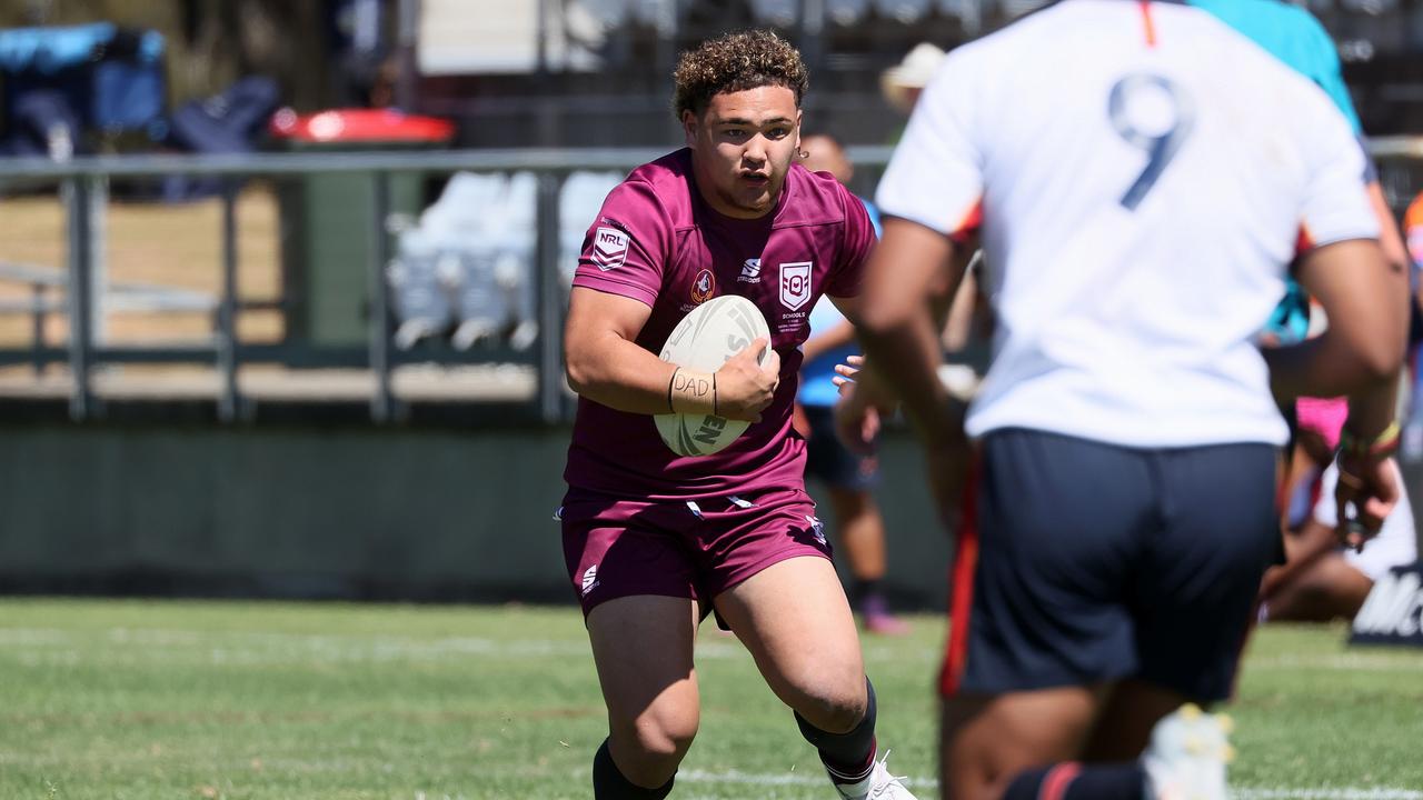 Majah-Jose Peachey playing for Queensland Maroon at the ASSRL Under-15 Boys Nationals. Picture: Darrell Nash / nashyspix.com