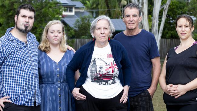 Vivian McDermott, <i>middle, </i>with Rochedale South and Springwood residents who launched a campaign in February for tougher bail conditions after a spate of youth crimes in their neighbourhoods. AAP Image/Renae Droop