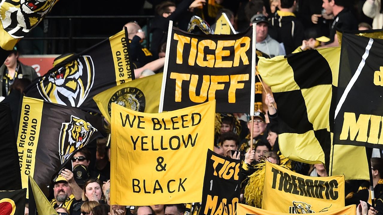 Richmond’s cheer squad is being watched. Photo: AAP Image/Julian Smith