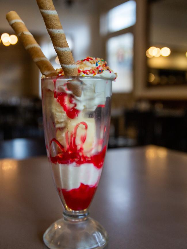 A classic strawberry ice cream sundae is a sweet way to end a meal, at the Cascade Hotel. Picture: Linda Higginson