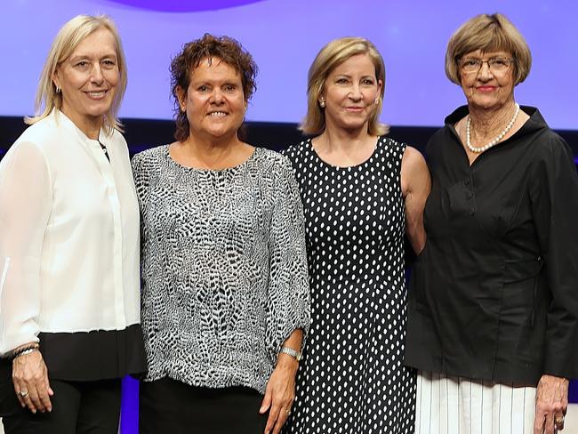 Martina Navratilova (L) and Chris Evert (second from R) penned a column on the WTA’s move into Saudi Arabia. Picture: Julie Kiriacoudis