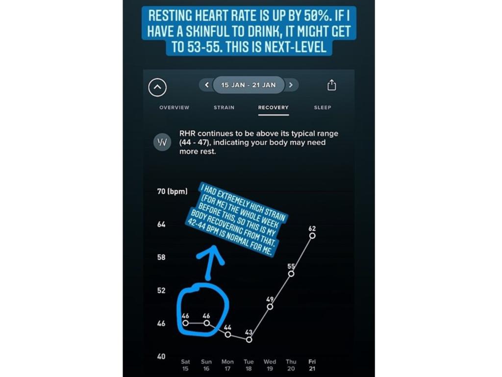 The dad’s resting heart rate was also up. Picture: Supplied