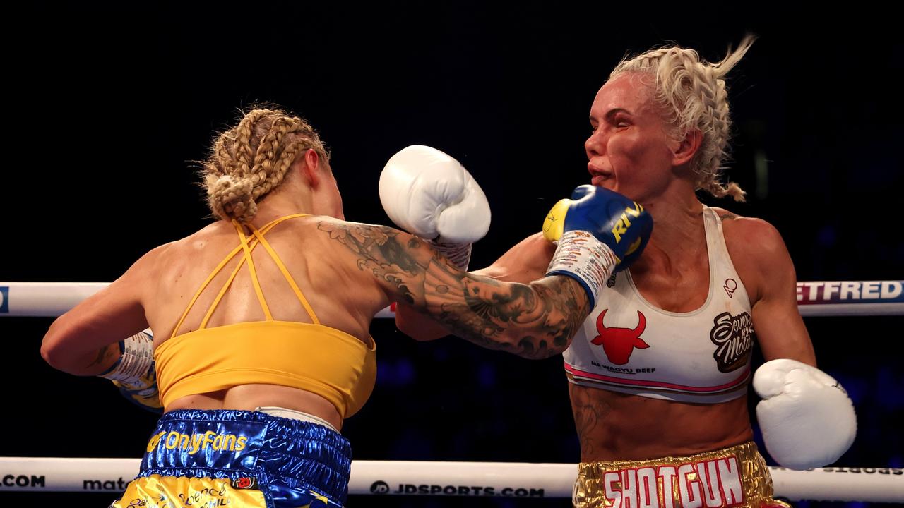 Ebanie Bridges lands a punch. Photo by Nigel Roddis/Getty Images.