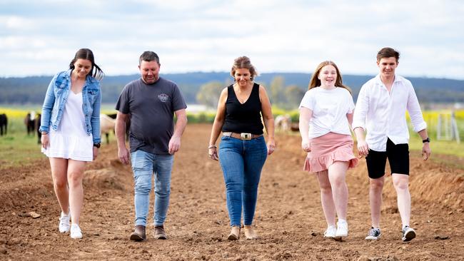 Wayne and Gin Thomas with their children (from left) Abbey, Ella and Josh. Picture: Andrew McLean