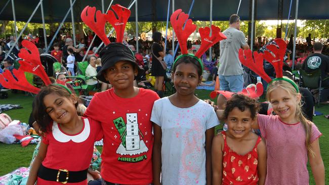 Carols by Candlelight at Riverway 2022. Adi, 10, Hanimo, 9, Faith, 9, Deslin, 5, and Shakyra, 6. Picture: Evan Morgan