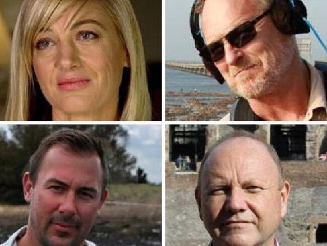 60 Minutes reporter Tara Brown (top left) and her crew who are in a Lebanese jail over the bungled child recovery mission. Picture: Supplied