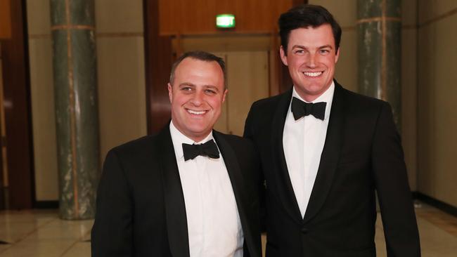 Tim Wilson and his husband Ryan Bolger at Canberra’s Midwinter Ball. Picture: Gary Ramage