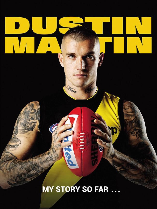 The cover of the Richmond star’s new book,<i/>‘Dustin Martin: My Story So Far’.