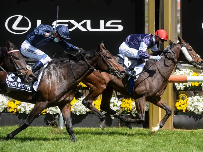 Twilight Payment (IRE) ridden by Jye McNeil wins the Lexus Melbourne Cup at Flemington Racecourse on November 03, 2020 in Flemington, Australia. (Brett Holburt/Racing Photos via Getty Images)