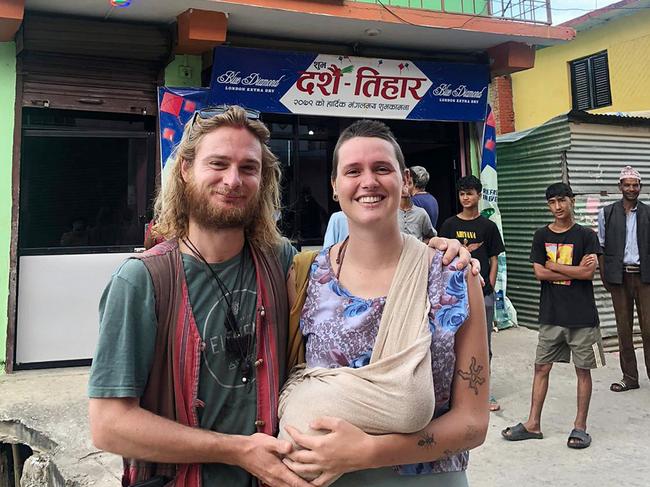 India Hodgkins discovered she was pregnant two days before going into labour in a rural town in Nepal. Picture: Supplied