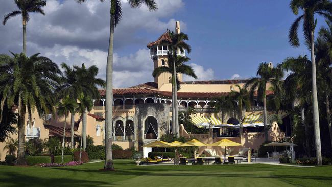 Donald Trump claims the FBI is raiding his Mar-a-Lago estate. This is view of the back entrance. Picture: AFP