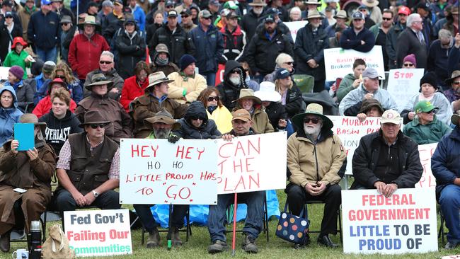 Farmers converge on Parliament House in Canberra for the ‘Can the Plan’ rally. Picture: Kym Smith