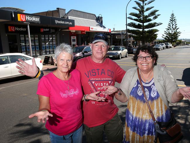 Ocean Grove residents Noella and Ian McLean and Elvira Mujica have never seen Labor MP Don Nardella in their town. Picture: Ian Currie