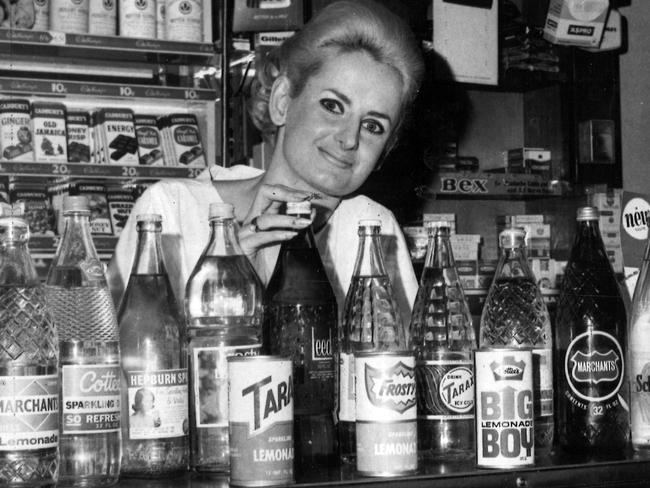 Bottled drinks for sale – including Tarax – in 1969.
