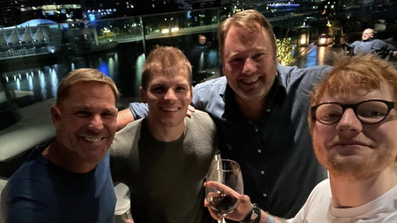 Shane and Jackson Warne with Ed Sheeran. Pic: Instagram