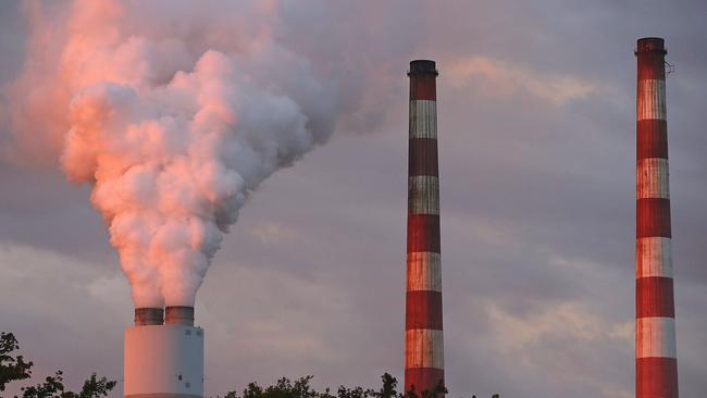 Emissions from a stack at the coal-fired Morgantown Generating Station in Newburg, Maryland.