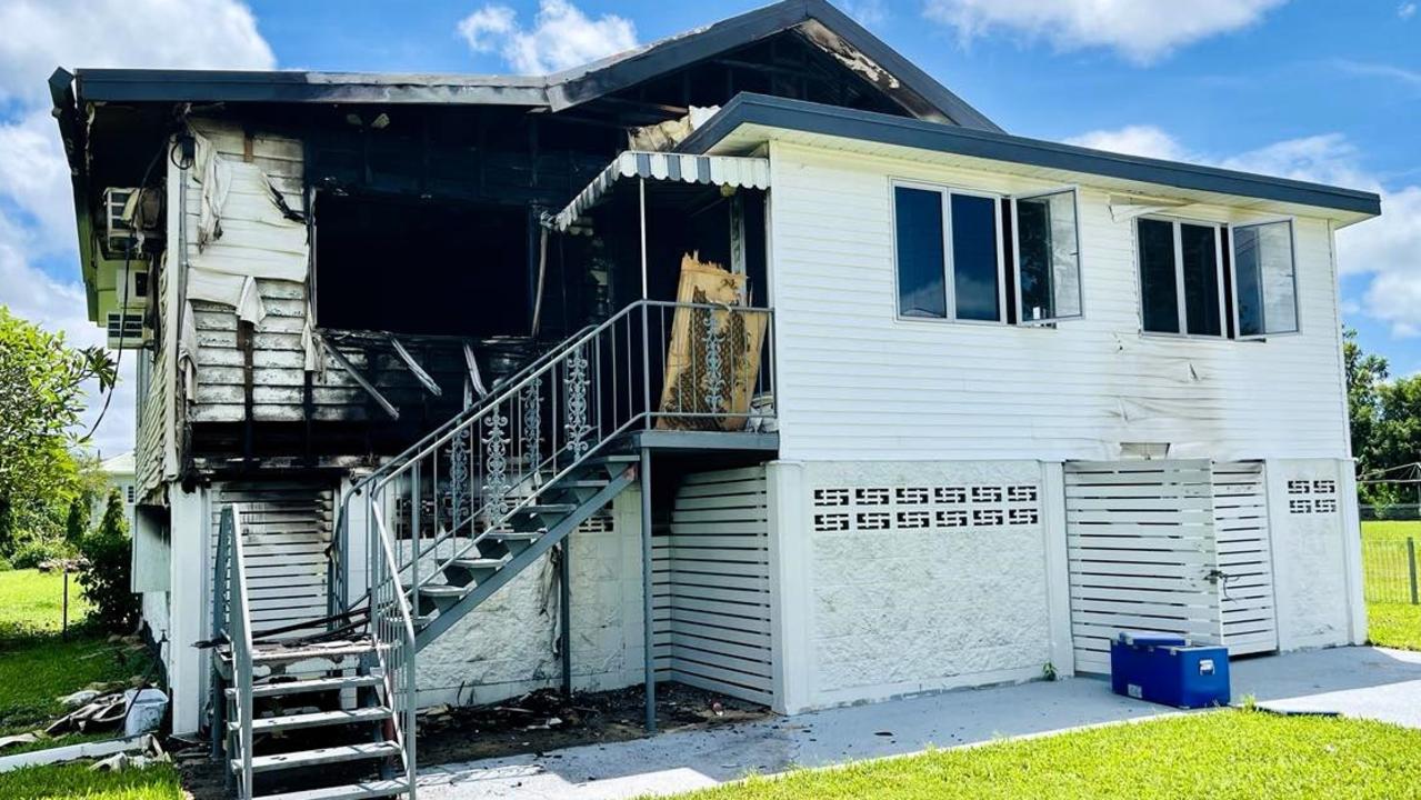 The residential home on Palm Avenue, Ingham, was badly damaged if not destroyed in a fire on Saturday evening. The high-set home has suffered serious fire, smoke and water damage. Queensland Police Service are investigating the cause of the blaze. Picture: Cameron Bates