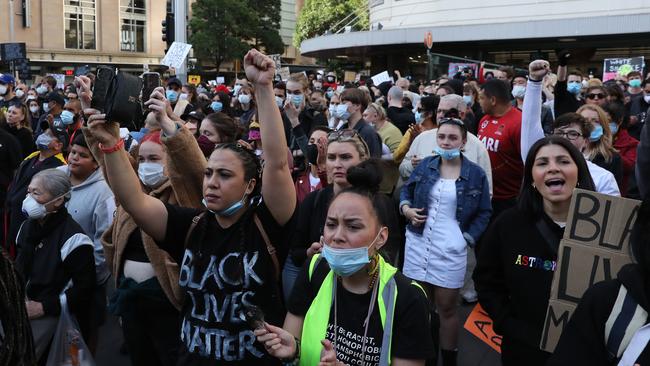 The Sydney CBD protest on Saturday. Picture: Tim Hunter