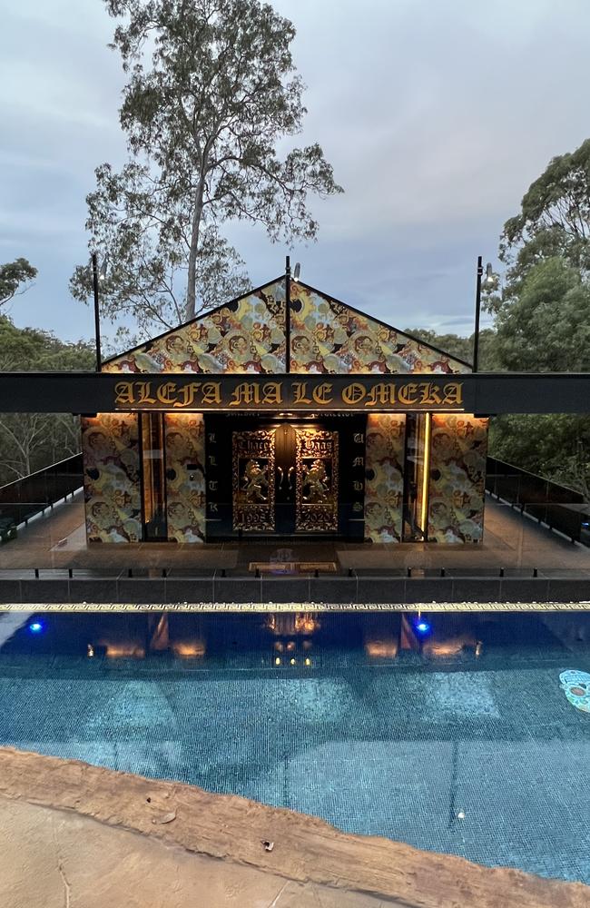 The extraordinary mausoleum is located above the Haas’ family pool.