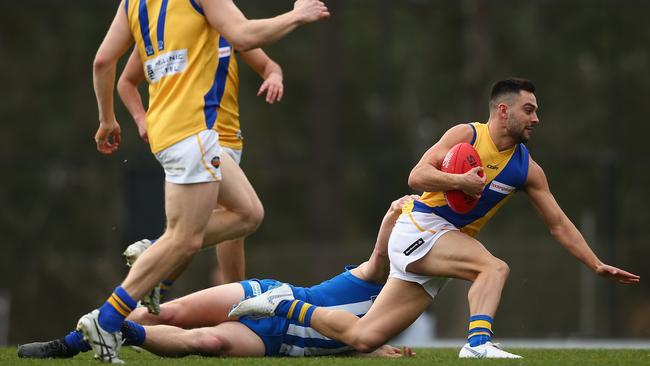 Michael Gibbons in action for Williamstown in the VFL last season.