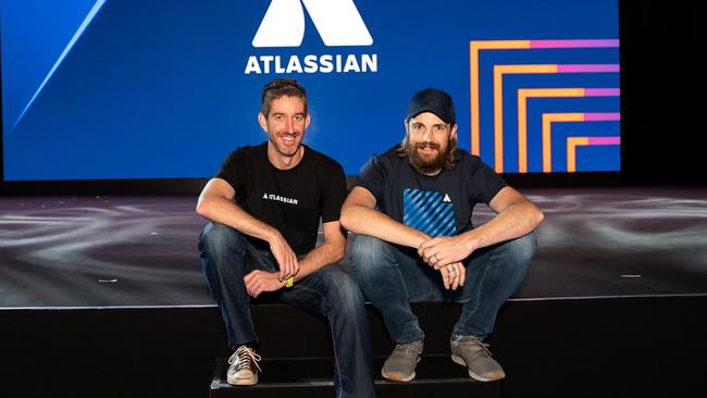Atlassian co-founders Scott Farquhar, left, and Mike Cannon-Brookes in Barcelona.