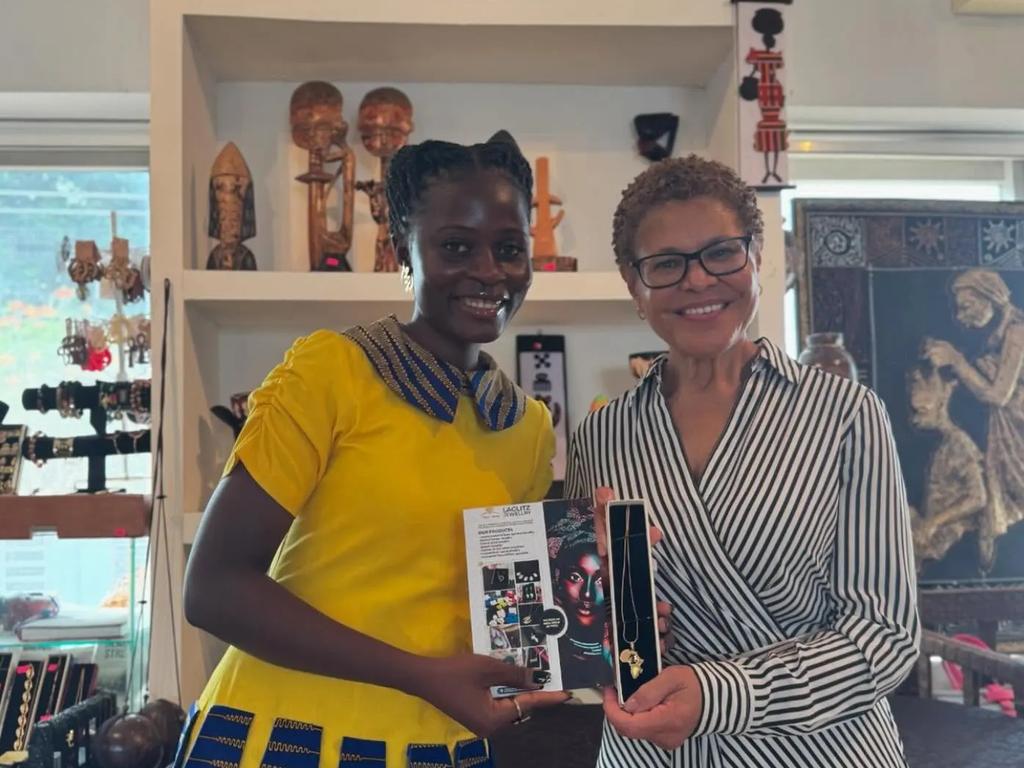 Karen Bass returned from a trip to Ghana on Wednesday. Picture: Instagram