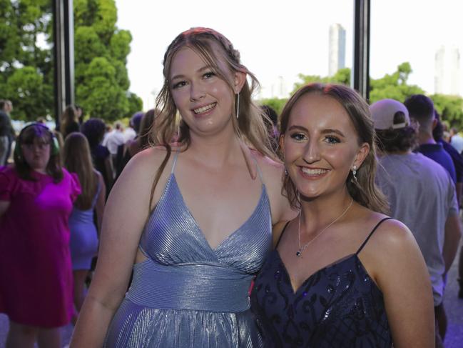 Amy Patrick and Charlotte Black at the Coomera Anglican College Formal at HOTA. Picture: Marcelo Lang.