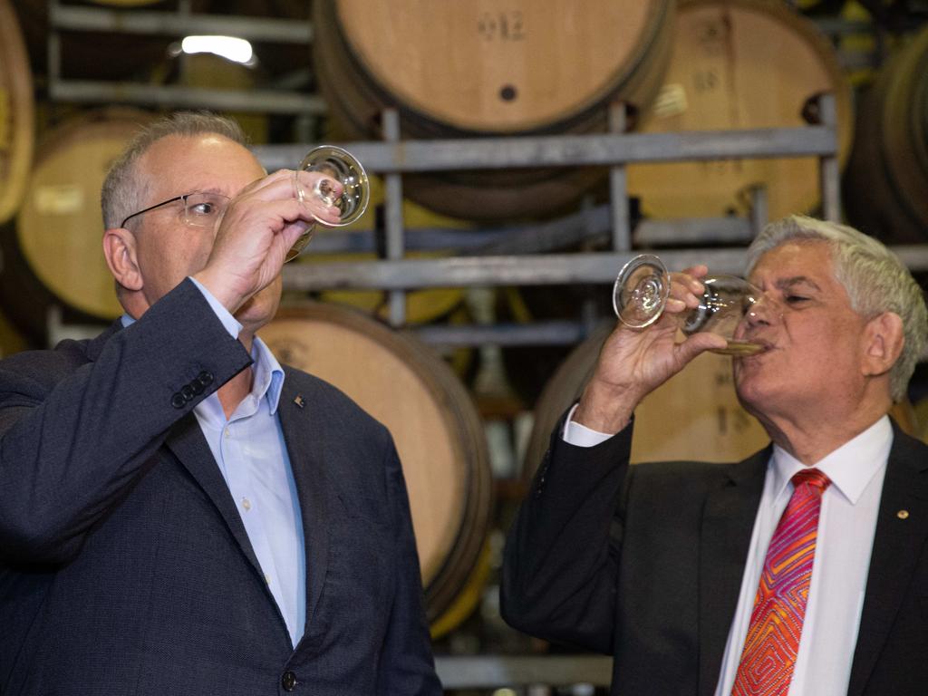 The Prime Minister joined Ken Wyatt at Sandalford Wines during the election campaign to make a tourism announcement. Picture: Jason Edwards