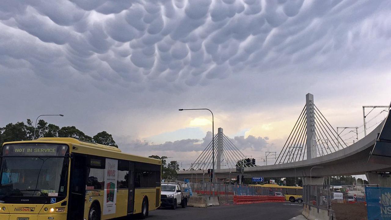 Mammatus formation over Rouse Hill. Picture: Twitter/@cosmicfluff