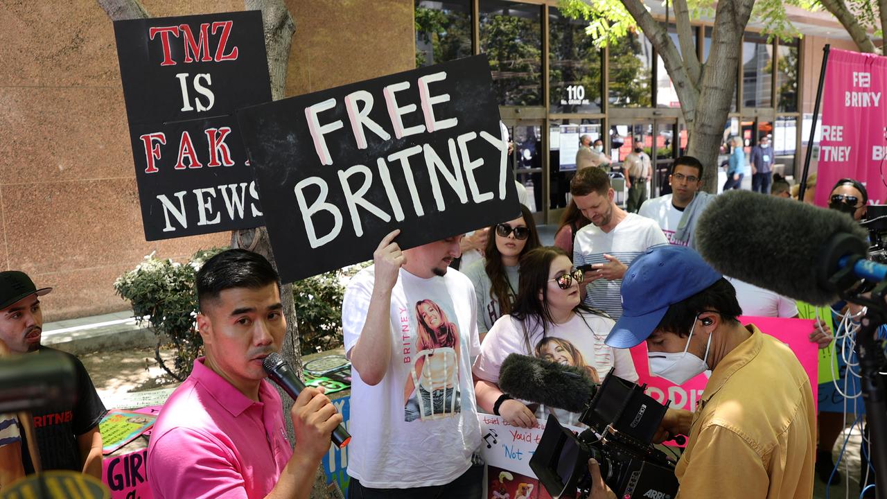 #FreeBritney activists protest at LA during Britney’s conservatorship hearing for Britney. Picture: Rich Fury/Getty Images