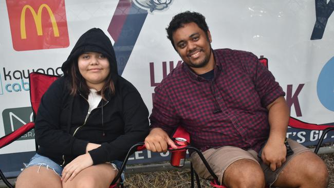 Ashia and Wes Heberlein at the CQ Capras game against the Ipswich Jets in Round 12 of the Hostplus Cup at Rugby Park, Rockhampton, on June 1, 2024.