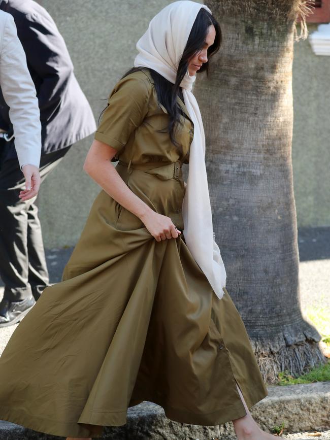 Meghan, Duchess of Sussex visits Auwal Mosque. She wore a headscarf for the occasion. Picture: Getty Images