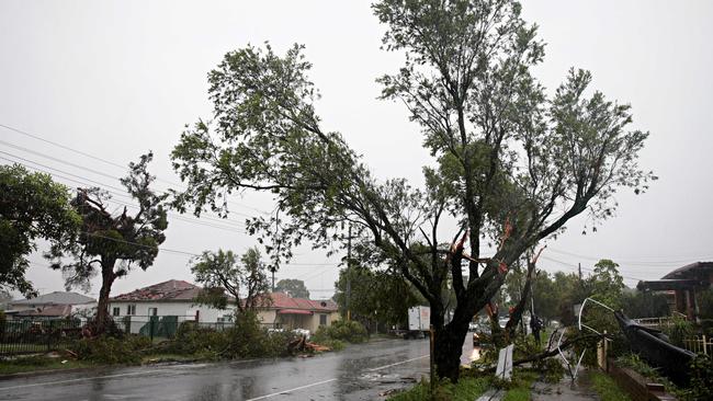 A mini-tornado flew through Chester Hill, causing damage. Picture: Adam Yip