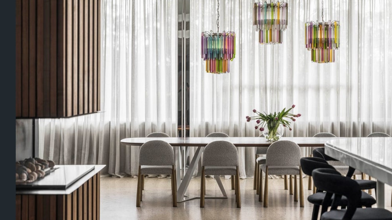 Groovy colourful lights in the kitchen and dining area.